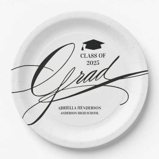 Elegant Calligraphy Grad Pappteller (Vorderseite)