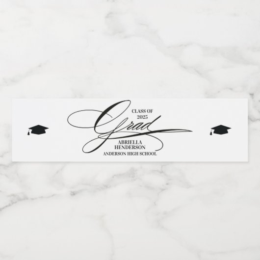 Elegant Calligraphy Grad Wasserflaschenetikett (Einzelnes Label)