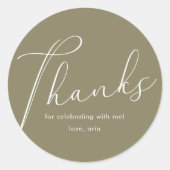 Elegant Calligraphy Green Vielen Dank Runder Aufkleber (Vorderseite)