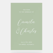 Elegant Calligraphy Green Wedding Welcome  Acrylschild (Vorderseite)