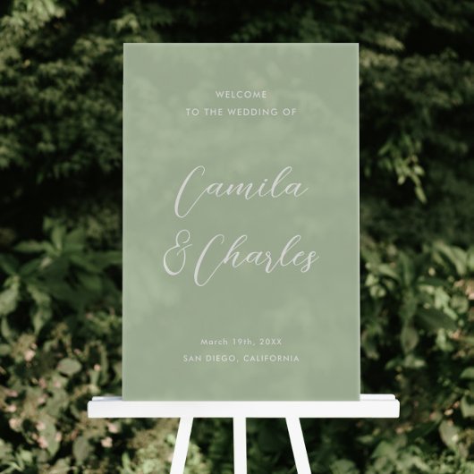 Elegant Calligraphy Green Wedding Welcome  Acrylschild