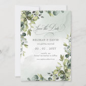 Elegant Calligraphy Greenery Eucalyptus Save The Date (Vorderseite)