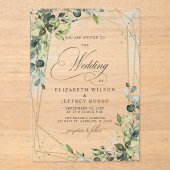 Elegant Calligraphy Greenery Eucalyptus Wedding Acryleinladungen (Vorderseite)