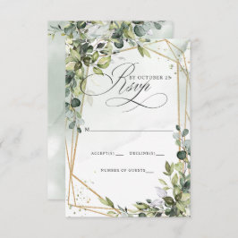 Elegant Calligraphy Greenery Eucalyptus Wedding RSVP Karte