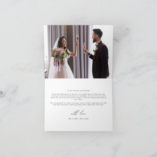 Elegant Calligraphy | Hochzeitsstift Foto Dankesch Dankeskarte (Innenseite)