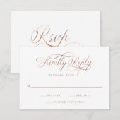 Elegant Calligraphy | Imitats Rose Gold Wedding RSVP Karte (Vorne/Hinten)