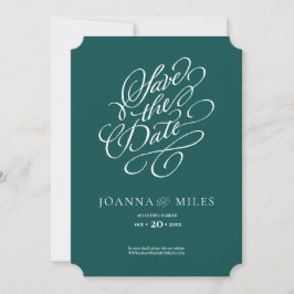 Elegant Calligraphy Jade Green Save the Date Einladung