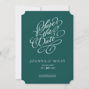 Elegant Calligraphy Jade Green Save the Date Einladung