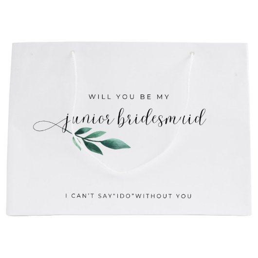 Elegant Calligraphy Junior Bridesmaid Große Geschenktüte (Vorderseite)