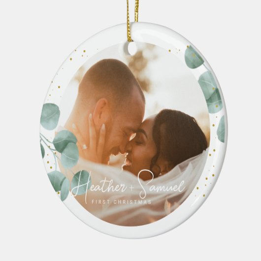 Elegant Calligraphy | Leichtes und Verheiratetes F Keramik Ornament (Links)