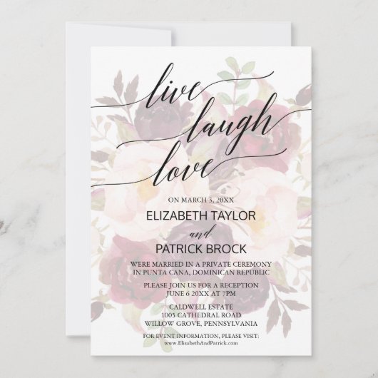 Elegant Calligraphy | Liebe des verblassten Blüten Einladung (Vorderseite)