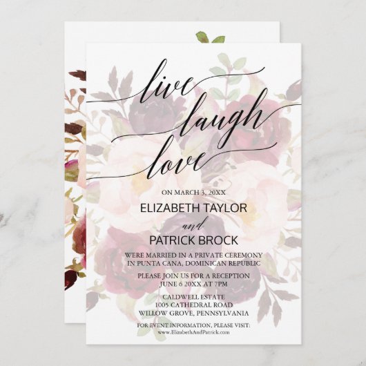 Elegant Calligraphy | Liebe des verblassten Blüten Einladung (Vorne/Hinten)