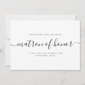 Elegant Calligraphy Matron of Honor Proposal Mitteilungskarte (Vorderseite)