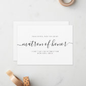 Elegant Calligraphy Matron of Honor Proposal Mitteilungskarte (Vorderseite/Rückseite Beispiel)