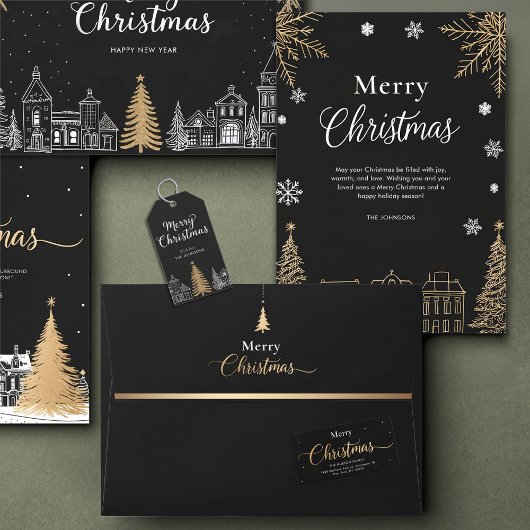 Elegant Calligraphy Merry Christmas Return Address Adressaufkleber