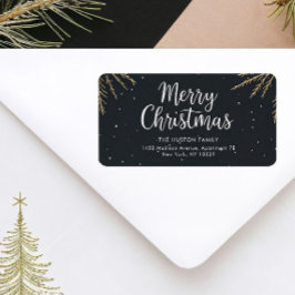 Elegant Calligraphy Merry Christmas Return Address Adressaufkleber