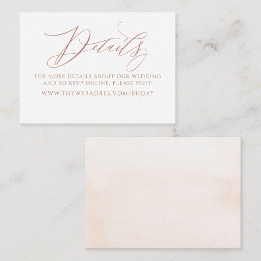 Elegant Calligraphy Minimalist Wedding Information Begleitkarte (Vorne/Hinten)