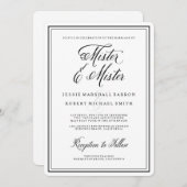 Elegant Calligraphy Mister und Mister Gay Wedding Einladung (Vorne/Hinten)