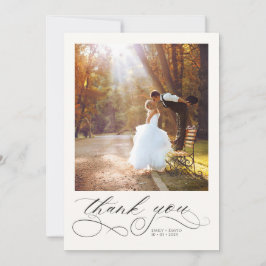 Elegant Calligraphy Modern Photos Wedding  Dankeskarte