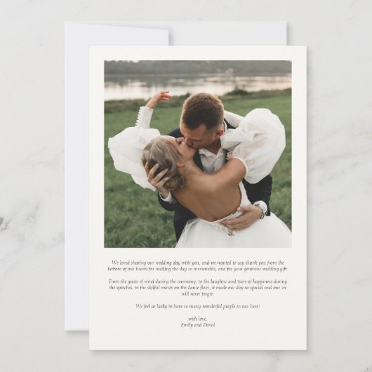 Elegant Calligraphy Modern Photos Wedding  Dankeskarte (Rückseite)