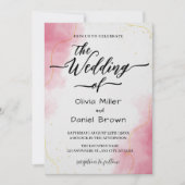 Elegant Calligraphy Modern pink Watercolor Wedding Einladung (Vorderseite)
