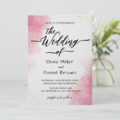 Elegant Calligraphy Modern pink Watercolor Wedding Einladung (Stehend Vorderseite)