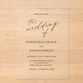 Elegant Calligraphy Modern Wedding Acryleinladungen (Vorderseite)
