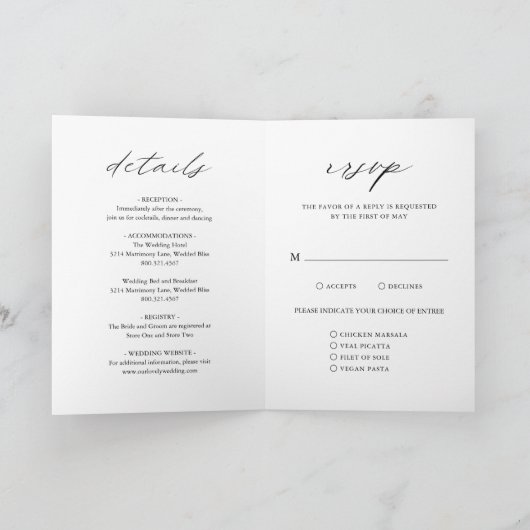Elegant Calligraphy Modern Wedding Einladung (Innenseite)