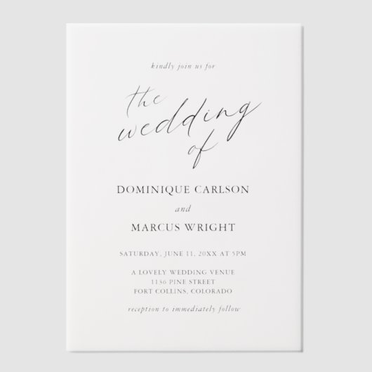 Elegant Calligraphy Modern Wedding Pergament Einladungen (Vorderseite)
