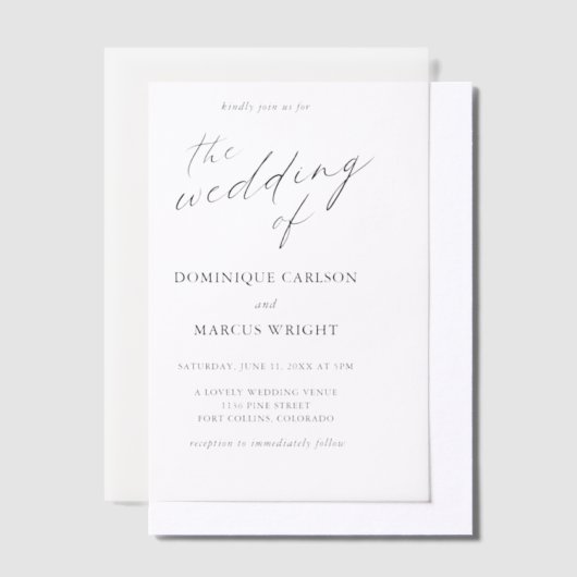Elegant Calligraphy Modern Wedding Pergament Einladungen (Versetzt)