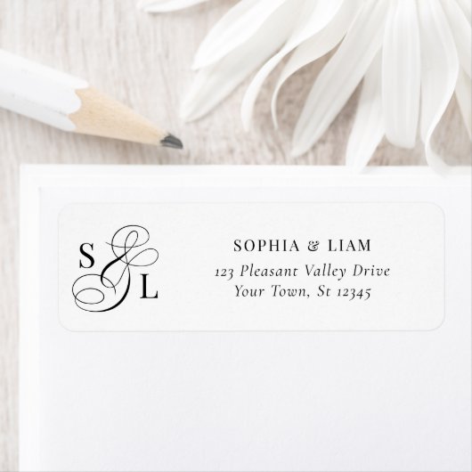 Elegant Calligraphy Monogram Wedding Return Addres (Insitu)