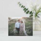 Elegant Calligraphy Mr. & Mrs. Wedding Elopement Postkarte (Stehend Vorderseite)