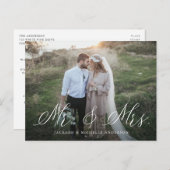 Elegant Calligraphy Mr. & Mrs. Wedding Elopement Postkarte (Vorne/Hinten)