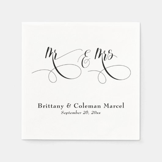Elegant Calligraphy Mr & Mrs. Wedding Napkins Serviette (Vorderseite)