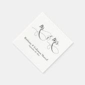 Elegant Calligraphy Mr & Mrs. Wedding Napkins Serviette (Ecke)