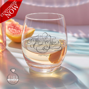 Elegant Calligraphy Mr. und Mrs. Typografy Weinglas Ohne Stiel
