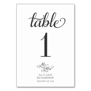Elegant Calligraphy Mr. und Mrs. Wedding Tischnummer