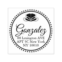 Elegant Calligraphy Name Address Rubber Stamp Permastempel
