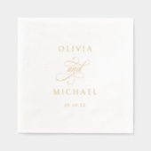Elegant Calligraphy Names Wedding Gold Servietten Mit Folie (Vorderseite)