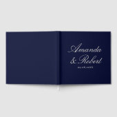 Elegant Calligraphy Navy Blue Wedding Gästebuch (Voll)