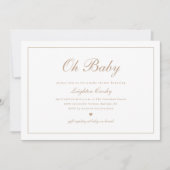 Elegant Calligraphy Neutral Oh Baby Shower Einladung (Vorderseite)