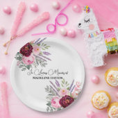 Elegant Calligraphy Peonies Funeral Pappteller (Party)