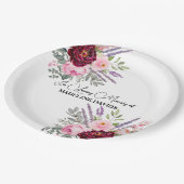 Elegant Calligraphy Peonies Funeral  Pappteller (Schrägansicht)