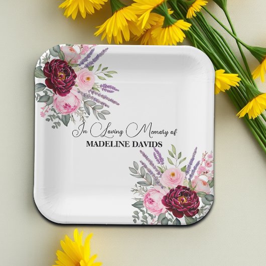 Elegant Calligraphy Peonies Funeral  Pappteller