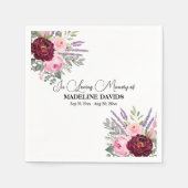 Elegant Calligraphy Peonies Funeral  Serviette (Vorderseite)