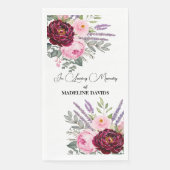 Elegant Calligraphy Peonies Funeral Serviette (Vorderseite)