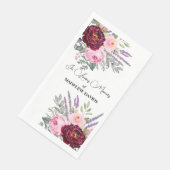 Elegant Calligraphy Peonies Funeral  Serviette (Ecke)