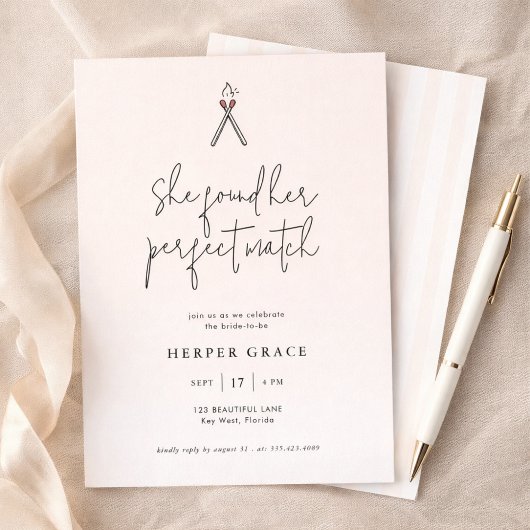 Elegant Calligraphy Perfect Match Bridal Shower Einladung