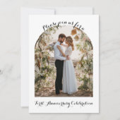 Elegant, Calligraphy Photo Arch 1st Anniversary Einladung (Vorderseite)