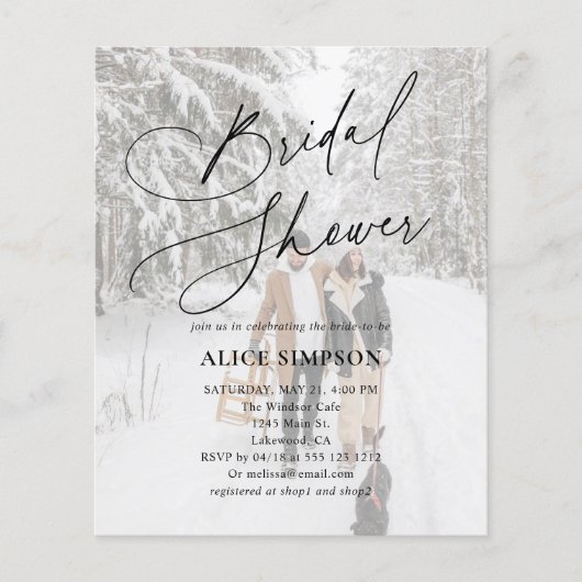 Elegant Calligraphy Photo Bridal Shower (Vorderseite)